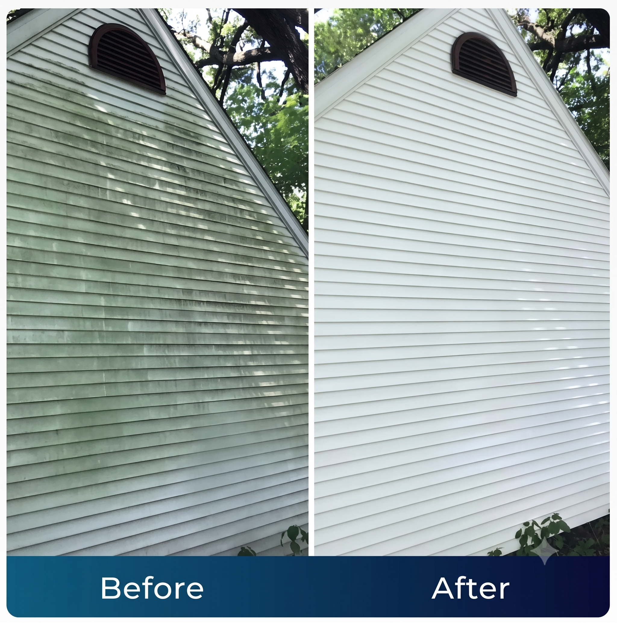 Before and after exterior cleaning with Jetterix